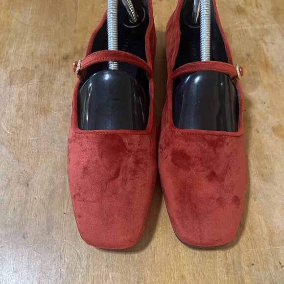 Farm Rio Women Mary Jane Flats Adjustable Straps Buckle Square Toe Red Size 9 - Picture 3 of 12